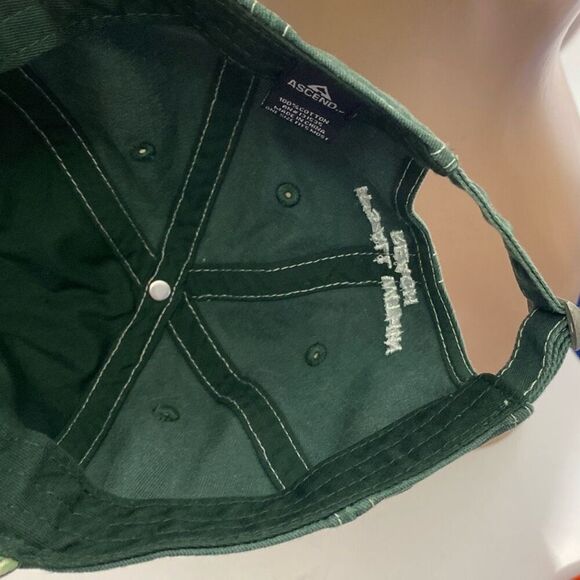 Ascend Men's Green Distressed 100% Cotton Baseball Cap Hat Adjustable - Picture 9 of 9
